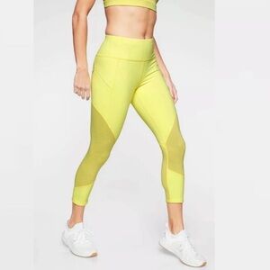 Athleta || Mesh Contender Capri Tights Yellow Small